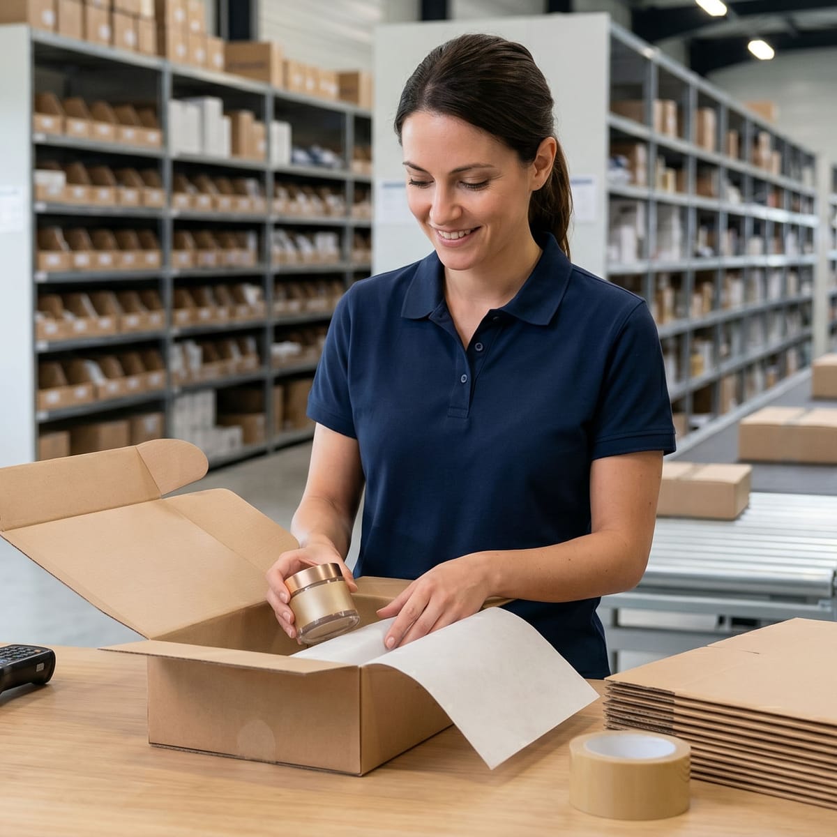 Picking et packing de colis e-commerce dans l’atelier fulfilment de Crouy