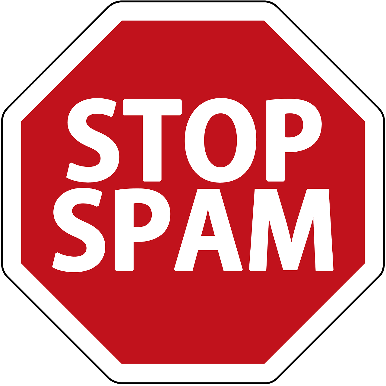 Panneau de stop indiquant STOP SPAM
