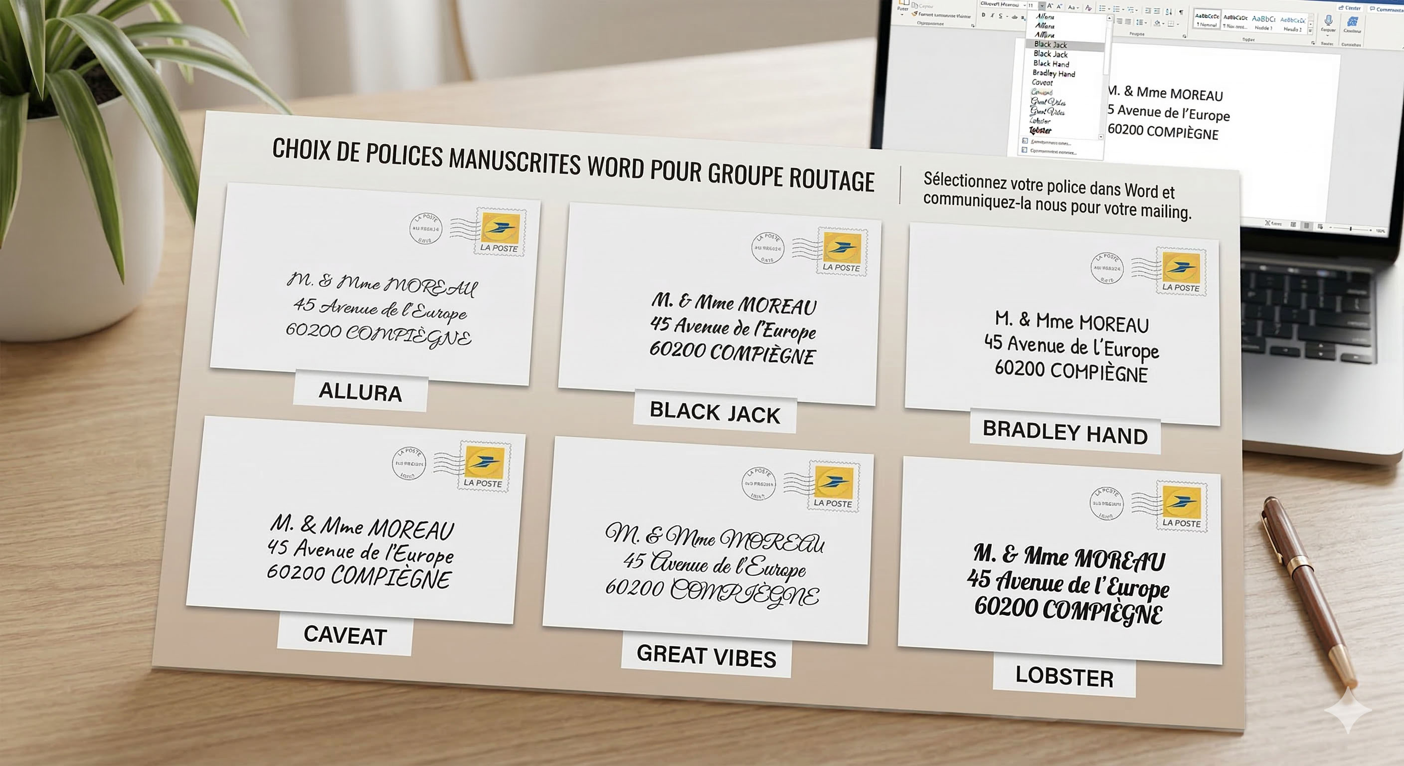 Sélection de polices manuscrites et cursives sous Microsoft Word
